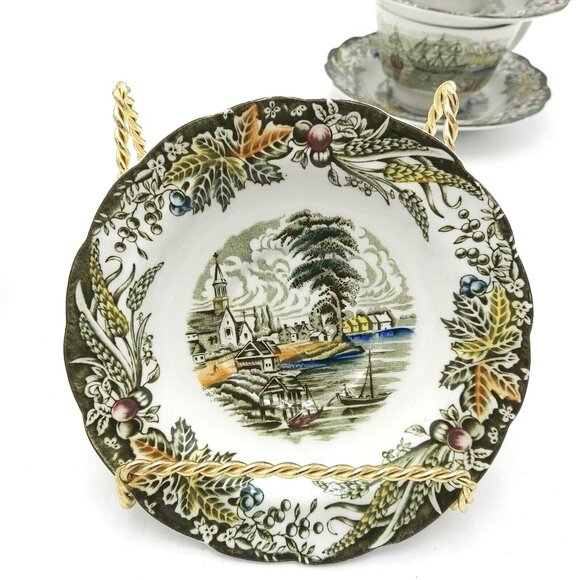 Ridgway Heritage -Village of Cedars- Scenes of Early Canada- Set of 3 Teacups - Picture 3 of 8